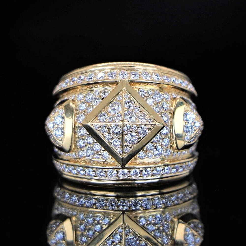 18971 David Yurman 18K Yellow Gold Pave Diamond Modern Renaissance Ring Band 5